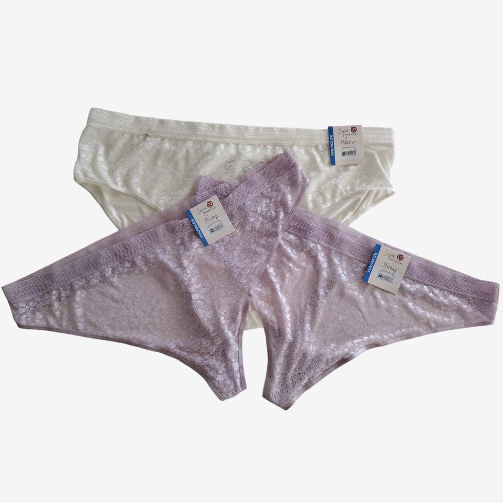 Secret Treasures 3 Pack Leopard Jacquard Thong and Hipster Panty Bundle